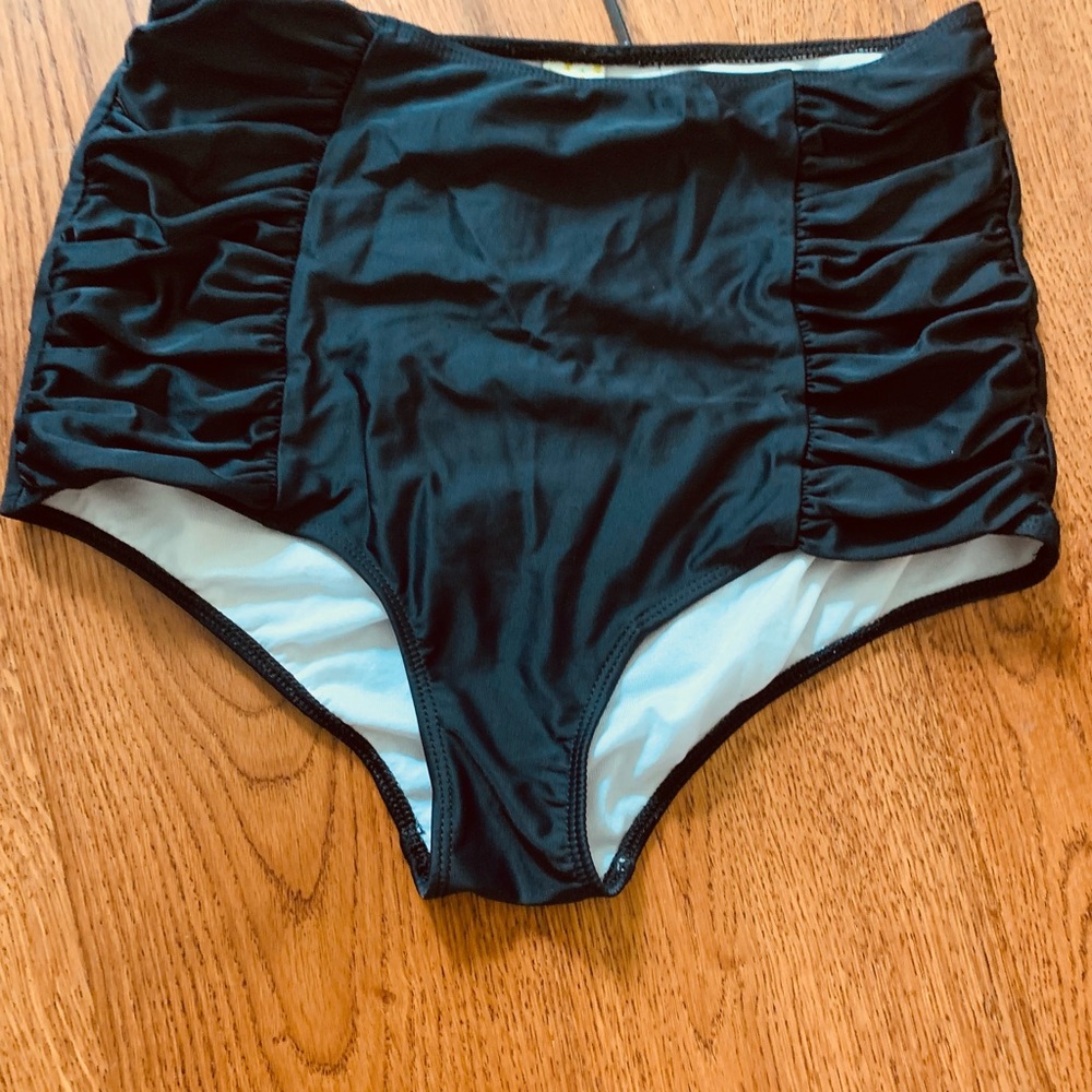 Kortni Jeane High-Waisted Black Swim Bottoms medium